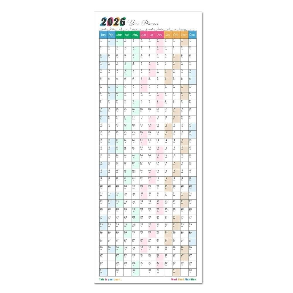 HYUOEP [해외] 2026 및 2027 대형 벽걸이 달력 일일 플래너 노트북 종이 점보 이벤트 양면 학업 연간 일정 사무실, 학교 가정용 40.6