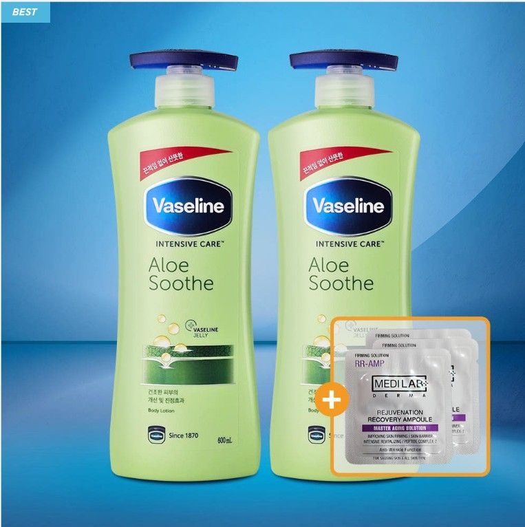 바세린 인텐시브 케어 알로에 바디로션 600ml 2개 피부진정,고수분