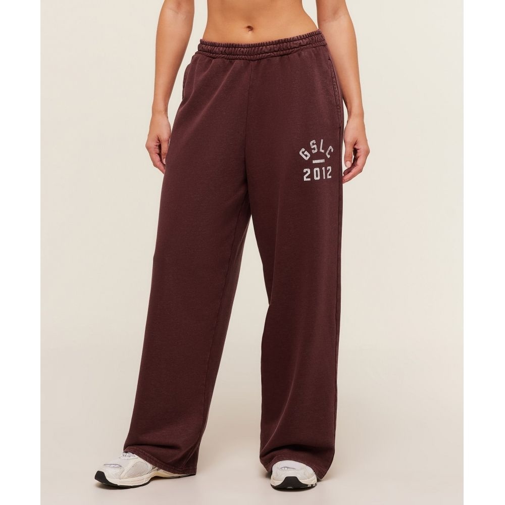 [해외] 짐샤크 리프팅 클럽 2012 그래픽 와이드 레그 조거 리치 마룬/워시 B4B9Q-NC85