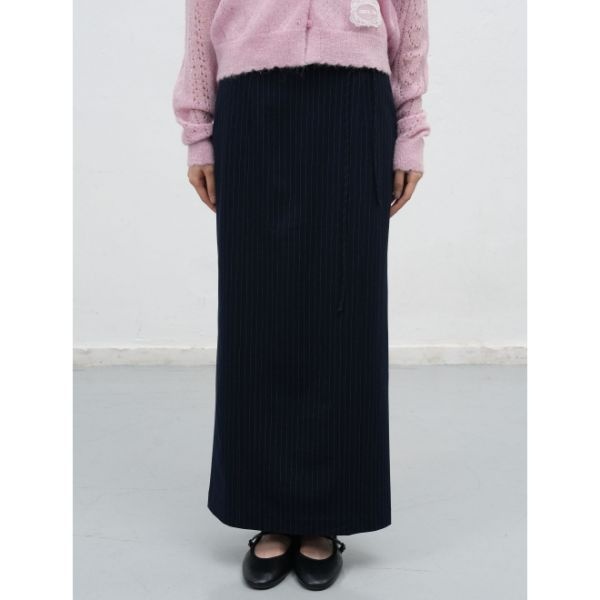 GENERALIDEA GENERALIDEA 벨티드 H라인 스트라이프 맥시 롱 스커트 [NAVY] / WBE3L13513 402067