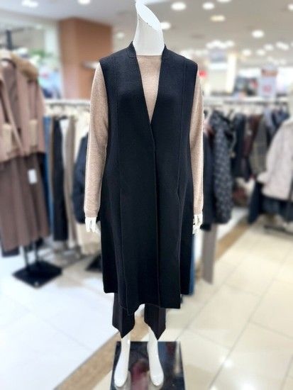 울 캐시미어 노 카라 롱 베스트 TI4VA50