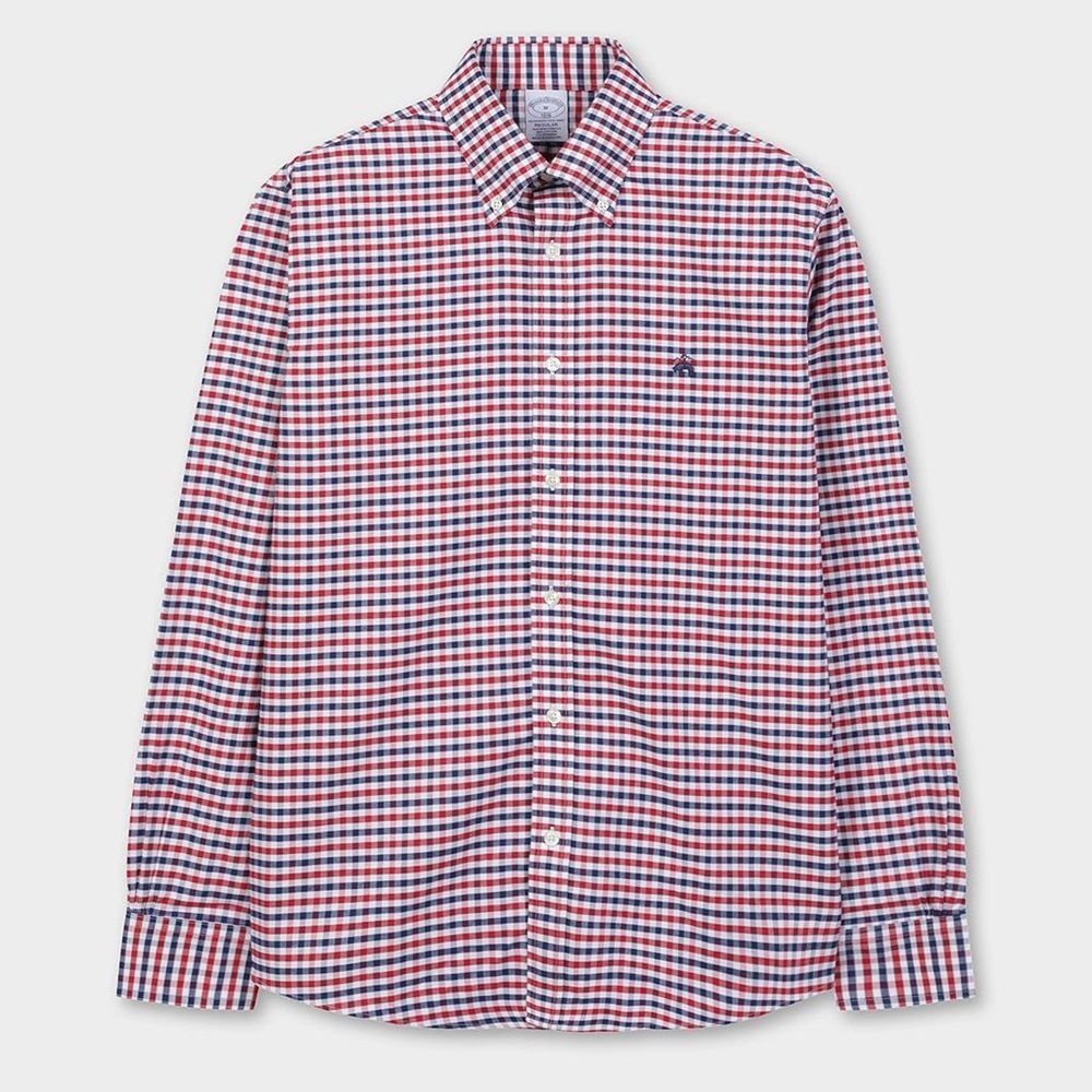 [롯데백화점] 브룩스 브라더스 레굴러핏 논아이론 옥스포드 깅업체크 스포츠셔츠 (레드) [BBTHMF3644DEF]