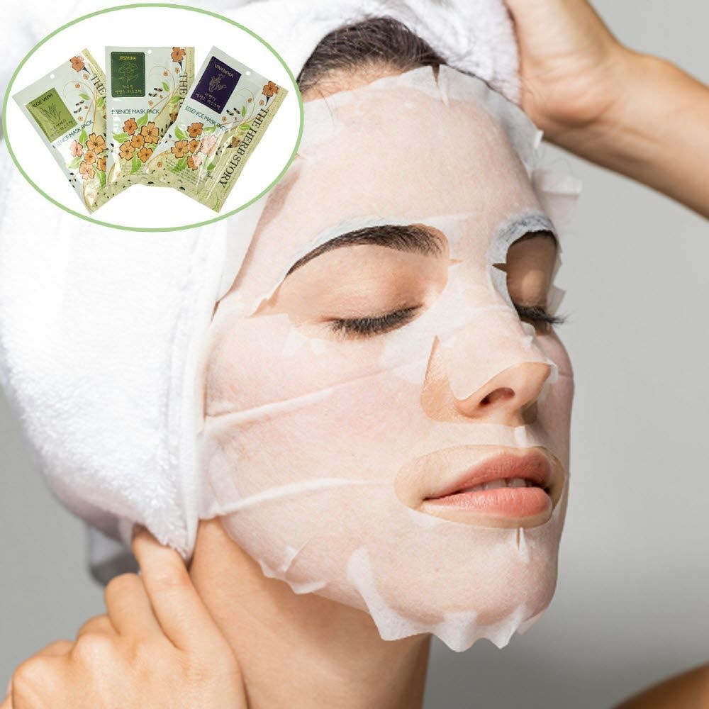 더 허브 스토리 고농축 에센스 천연 식물성 탄력 모공 마스크팩 10+1매 라벤드 알로에 자스민