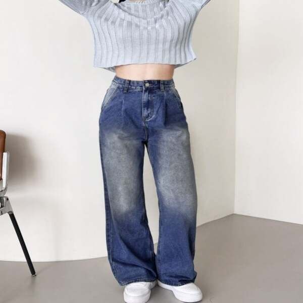 [라이프커머스] 청바지 데님팬츠 워싱 WSF2005 데님 핀턱 2JMM 여성 루나 와이드