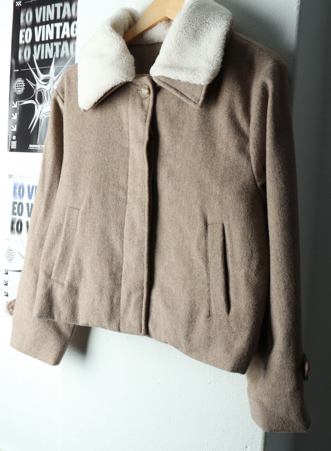 W(M)라퍼지스토어 집업 바람막이 점퍼자켓 블루종 베이지 울 기모34