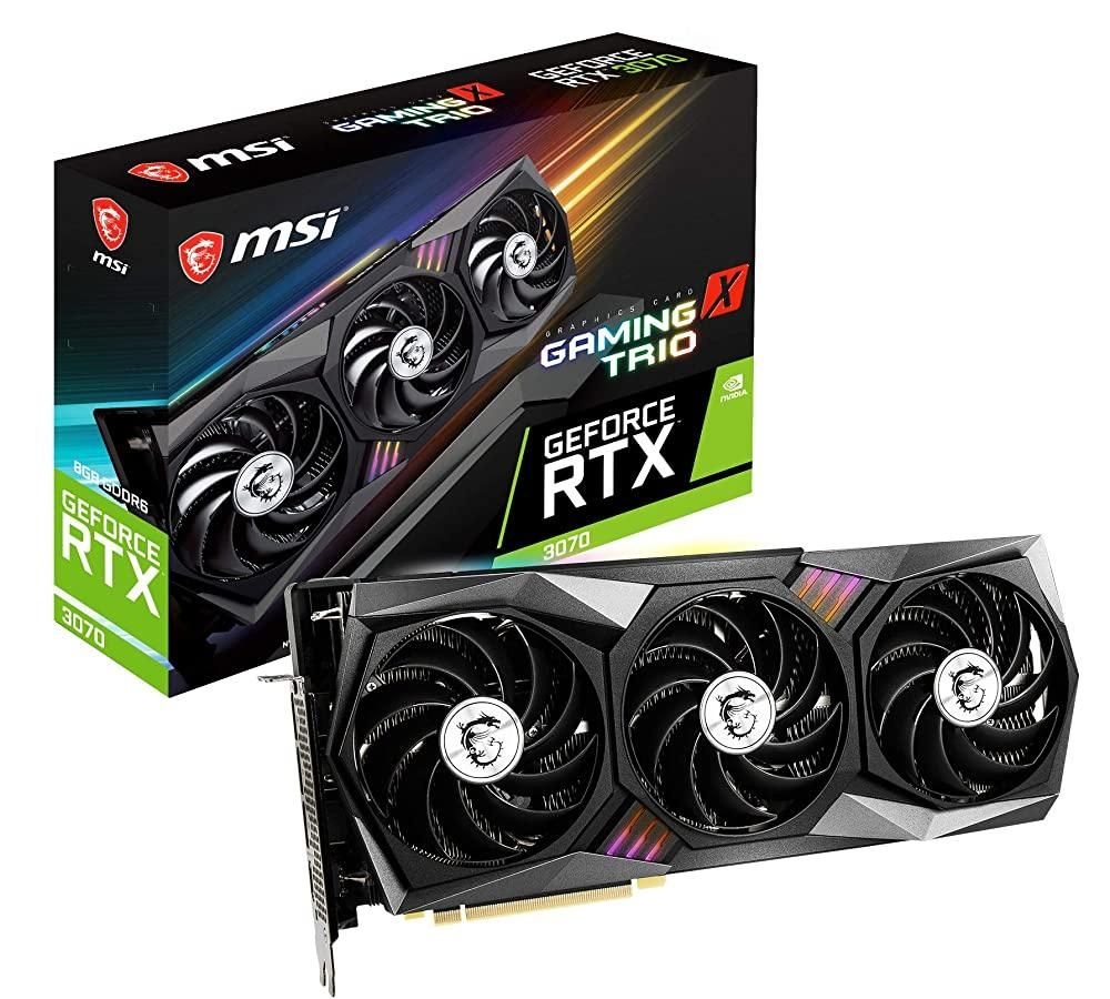 [해외] MSI 게이밍 지포스 RTX 3070 8GB GDRR6 256비트 HDMI/DP Tri-Frozr 2 TORX 팬 4.0 암페어 아키텍처 RGB OC 그래픽 카드 X 트리오 13246