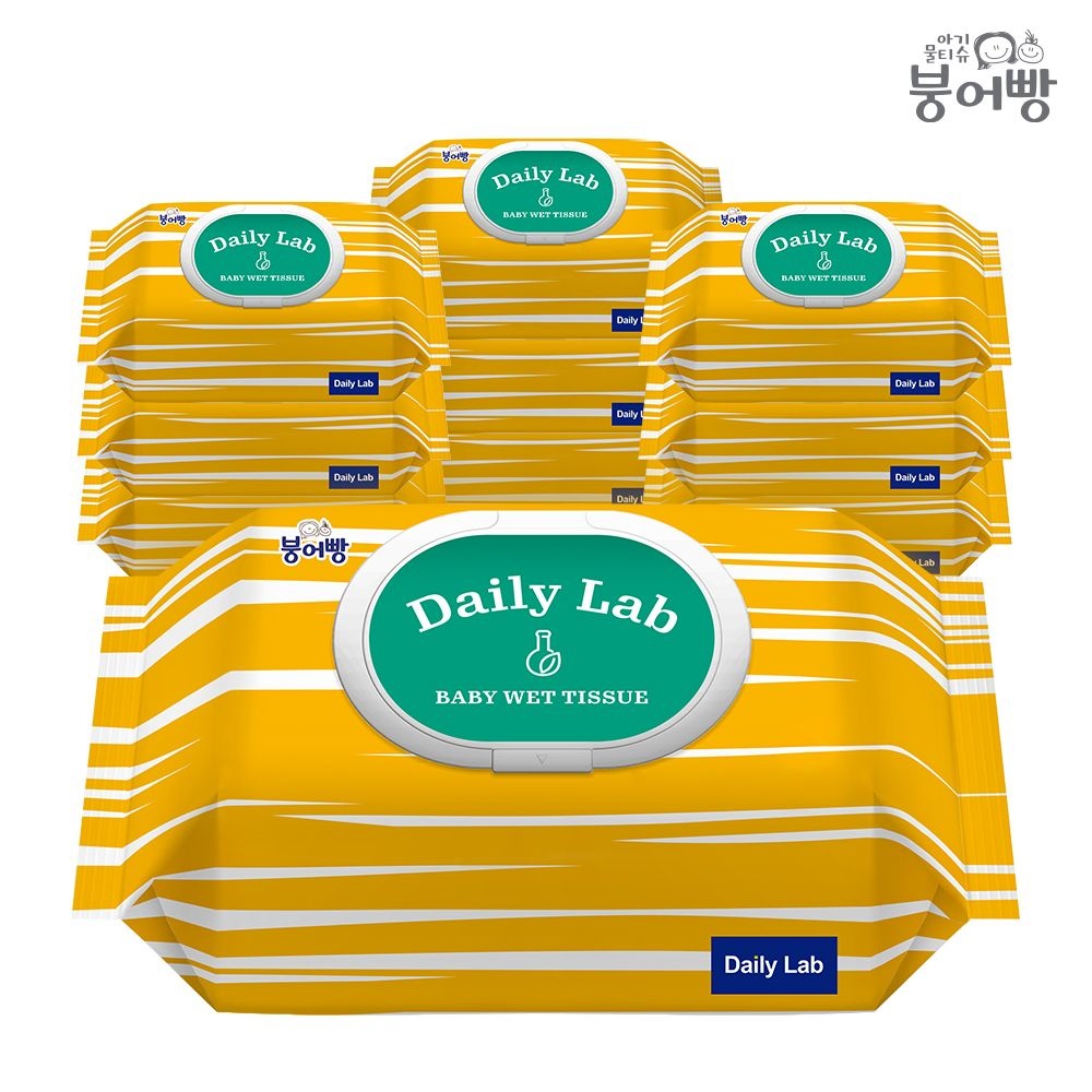 붕어빵 데일리렙 네이쳐 물티슈 80매 엠보 캡 x 10팩 #45gsm(실속형)