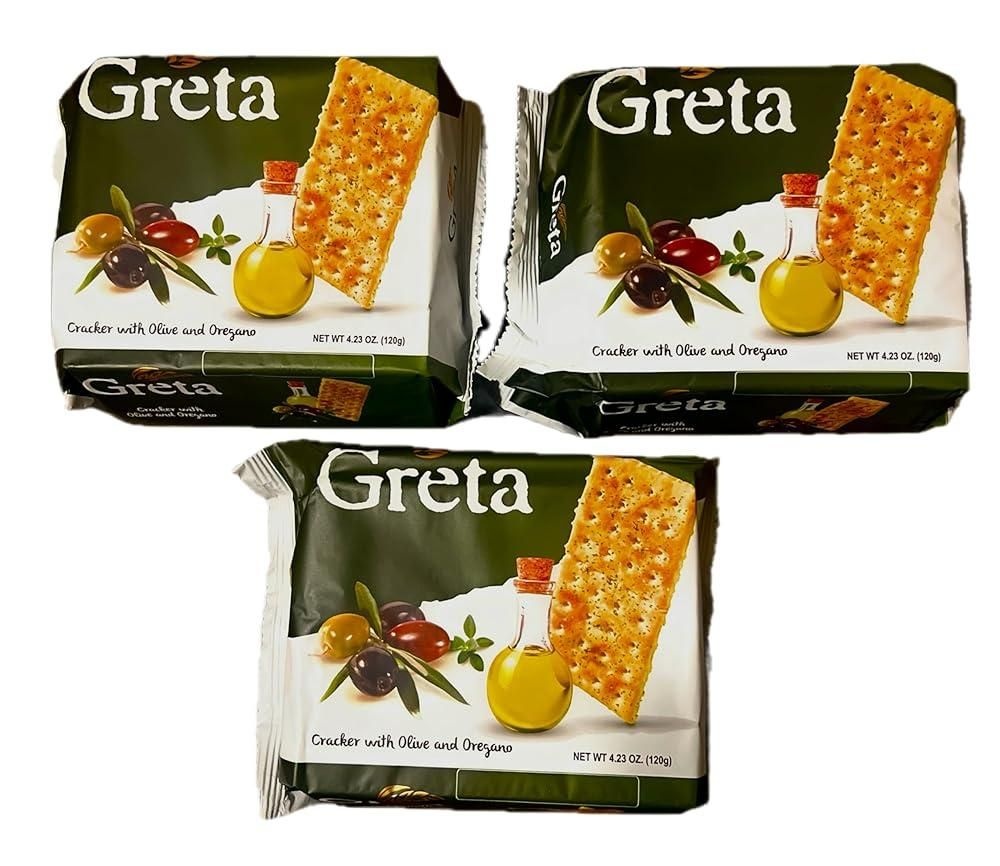 [해외] 올리브와 오레가노가 들어간 Greta's-Crackers, 각 119.9g(4.2온스) (3팩) 191007