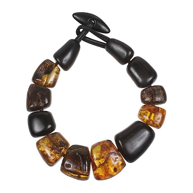 모니스 앰버 스톤 라운디드 파세티드 비즈 토글 클라스프 목걸이 U1 2590 AMBER