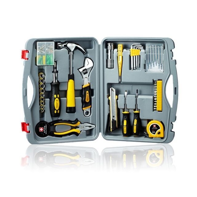 스위스밀리터리 100P 가정용 공구세트 볼트 비트 나사 너트 전동드릴 수공구 드라이버 햄머드릴 충전식