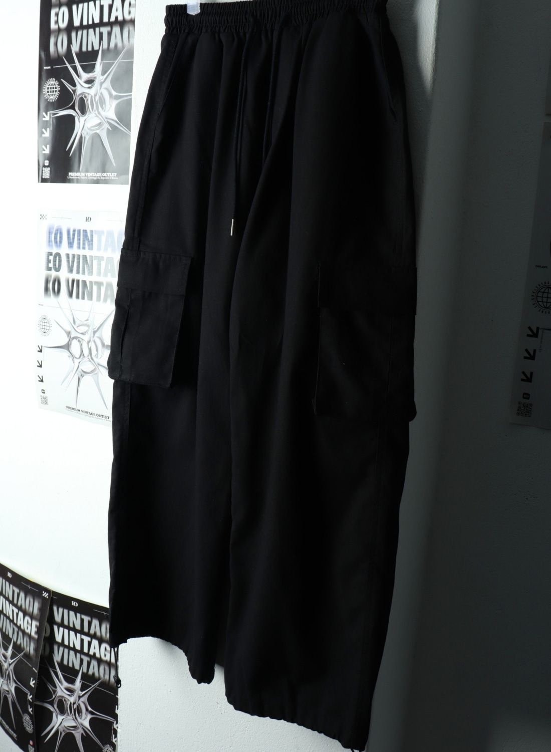 (M-L)라퍼지스토어 트레이닝복 바지 카고 스트링 블랙92