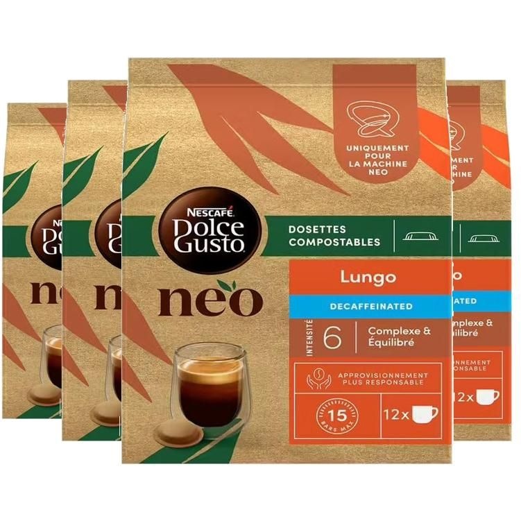 Nescafe [해외] 네스카페 돌체구스토 네오 룽고 디카페인 커피 캡슐 12개입 4개