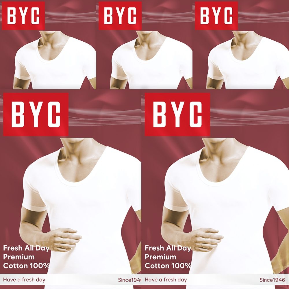 BYC 남성 후레쉬 코튼 반팔런닝 5매 비와이씨