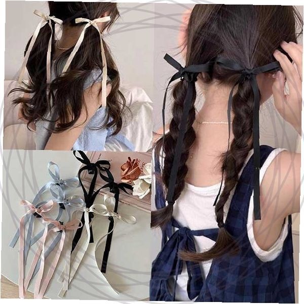 헤어핀 리본 머리끈 땋은머리 포니테일 헤어밴드 여성 헤어액세서리 새틴 실크