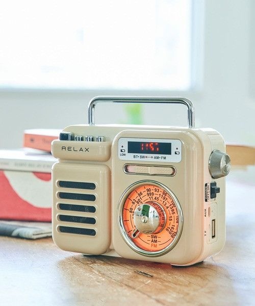 [해외] RELAX 라디오 블루투스 스피커 레트로 디자인 FM AM 지원 휴대용 소형 엔틱 감성 탁상용 대형 스피커 예쁜 인테리어