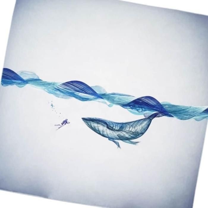 패브릭 포스실속터 흰수염고래 M 집게 공부방 벽면