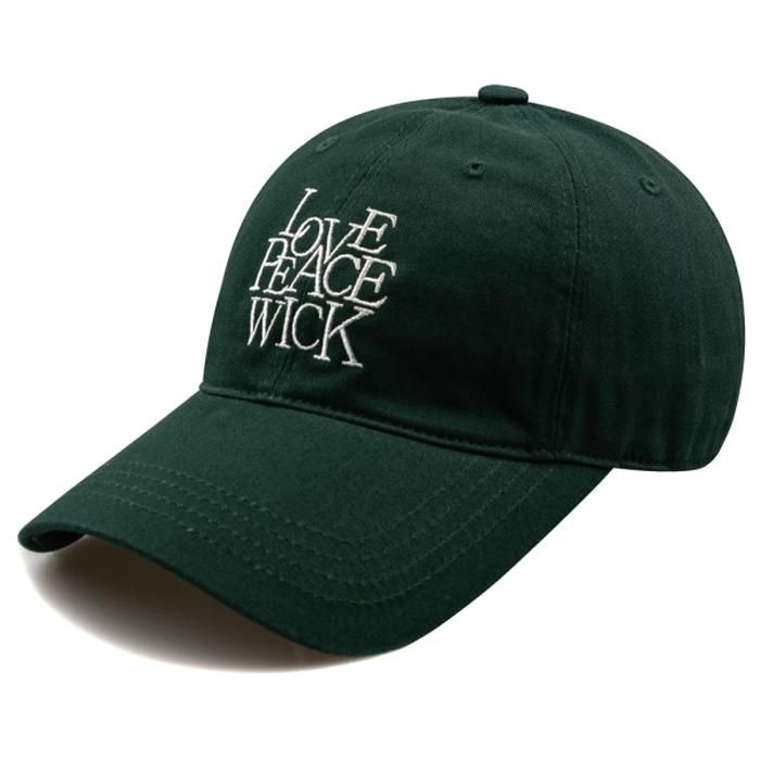 [윅]LOVE PEACE 워싱 볼캡-다크그린