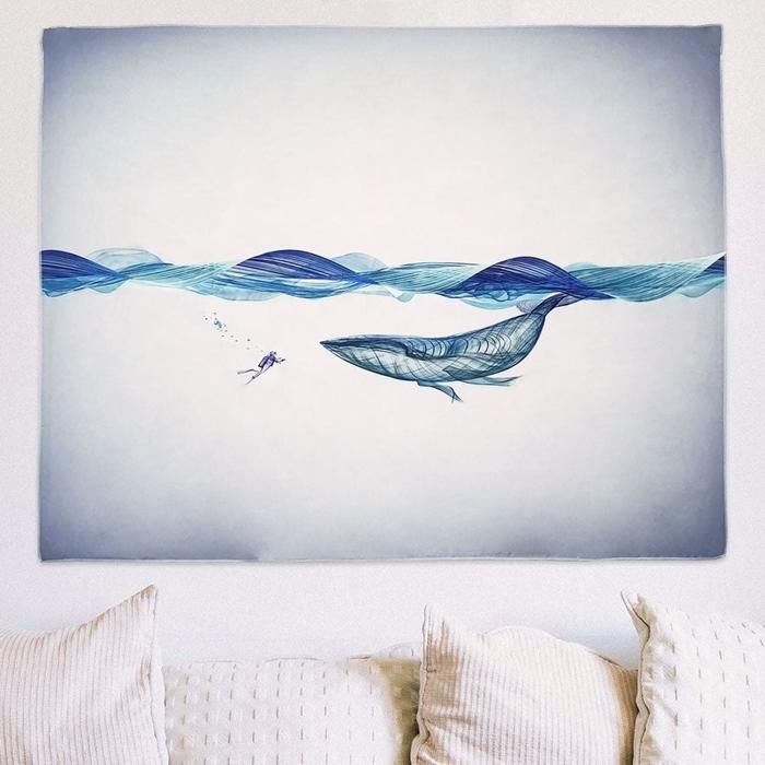 포스터 대형베이직 L 흰수염고래 패브릭