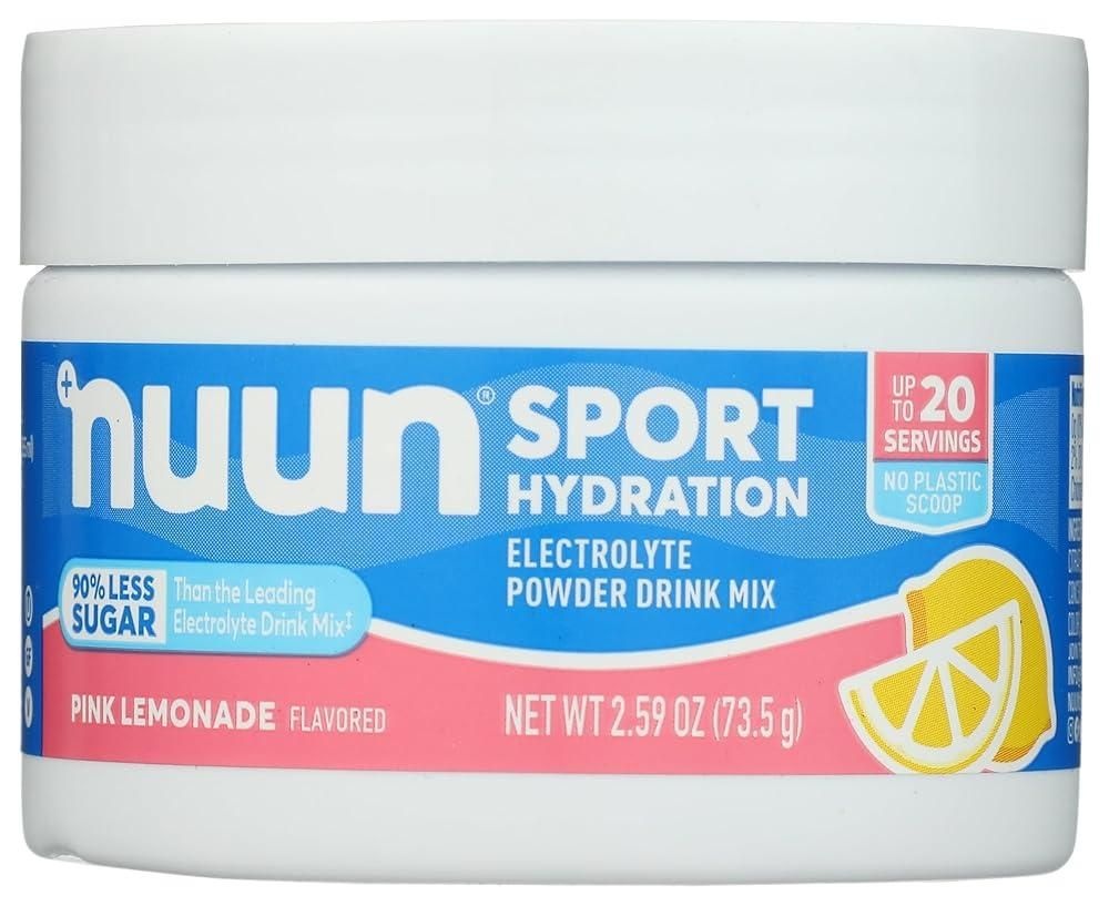 [해외] Nuun Sport 전해질 파우더 드링크 믹스, 마그네슘, 칼슘, 칼륨, 염화물 및 나트륨, 핑크 레모네이드 맛, 글루텐 프리