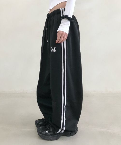 무센트 mucent 라칸 사이드 라인 스트링 와이드 팬츠 남녀공용