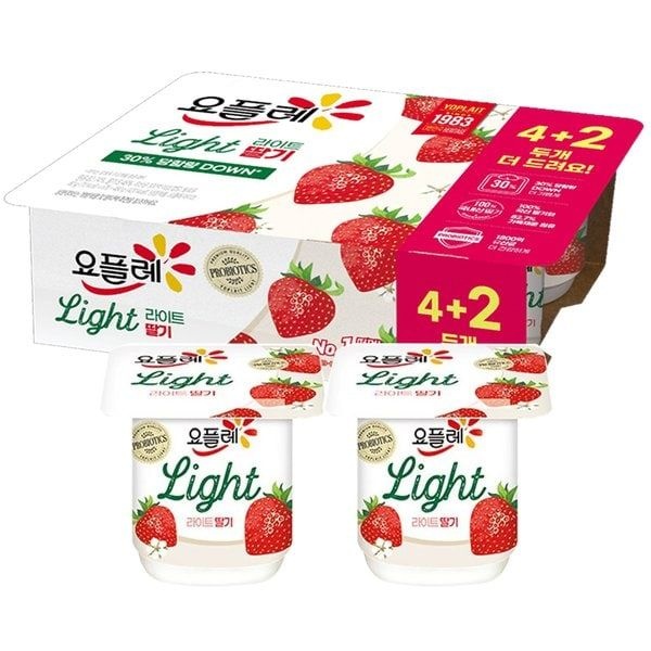 UnKnown 빙그레 요플레 라이트 딸기 80g 6입 x 2개 총12개 떠먹는 요구르트