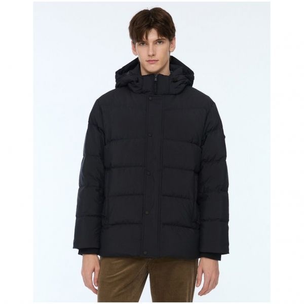 국내매장정품 헤지스 남성 패딩 점퍼 자켓 [헤지스] HAZZYS 네이비 격자무늬 탈착후드 덕다운 WHJU3D501N2 남친선물 경