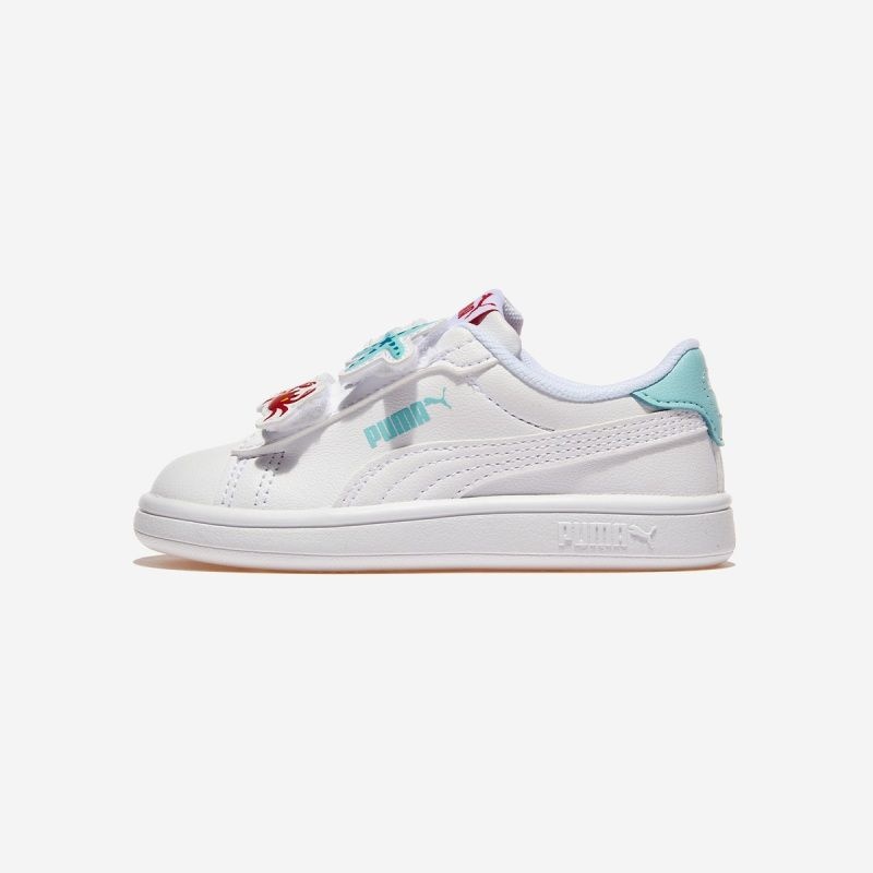 푸마 &lt;매장정품&gt; 푸마 PUMA 키즈 스매쉬 3.0 뱃지 벨크로 - White-Safe Lake-Red Fire PKI39728706 APA5 1285114