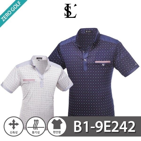 LUSEN/LUSEN [제로골프] [LUSEN] 루센 인견 나염 골프 카라 반팔티셔츠 Model No_B1-9E242