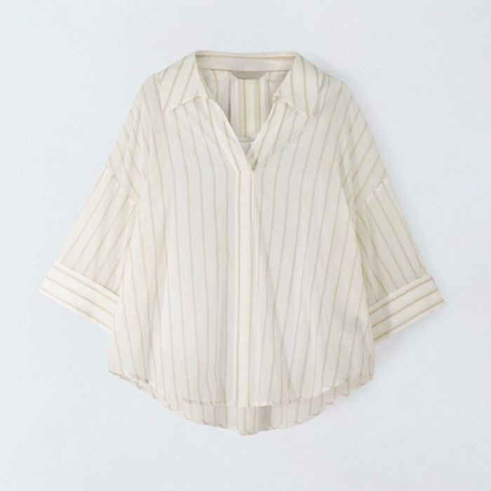 [롯데백화점] 앤클라인 스트라이프 V넥 카라 블라우스 9H3BL2420 LE1220208736