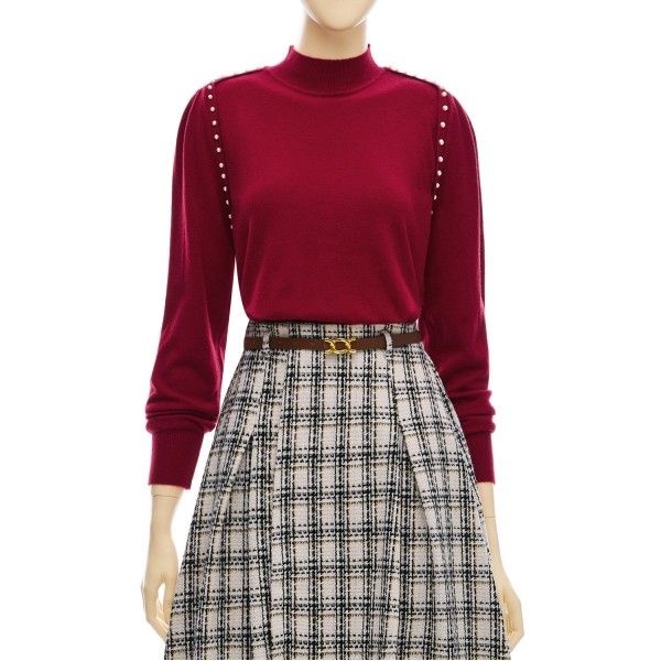 포커스 포커스 [하프클럽]진주라인미들넥니트_VF3F3KT2201