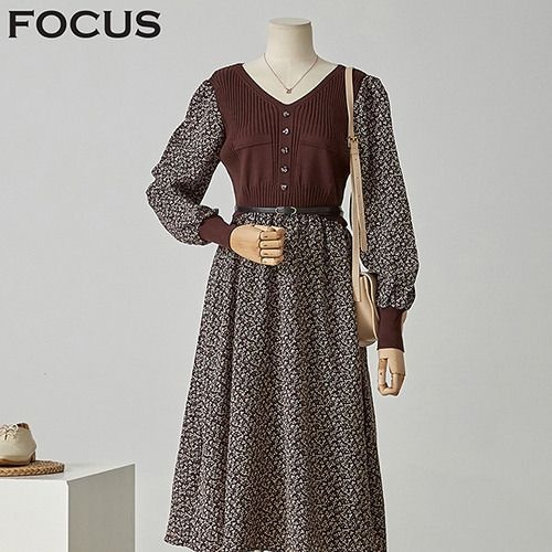 포커스 [모다아울렛][포커스]잔꽃니트배색원피스_FF2H7OP0101 양산점