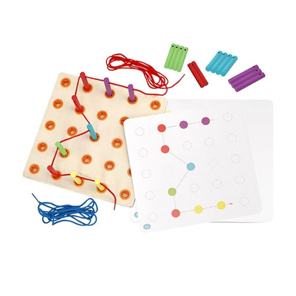 유치원원목교구 막대끼우기 실꿰기 페그보드 단추놀이 EQ