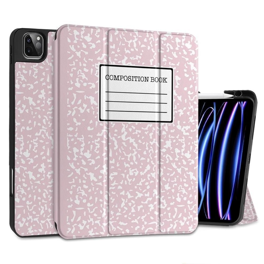 [해외] MEEgoodo 아이패드 프로 12.9 케이스 M2 6세대/5세대/4세대/3세대 2022 2021 2020 2018용, 펜슬 홀더 포함, 부드러운 TPU 뒷면