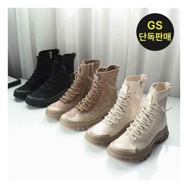 [GS단독판매/바닐라슈] 로엘스 소가죽콤비 니트스판 키높이 스니커즈 821324