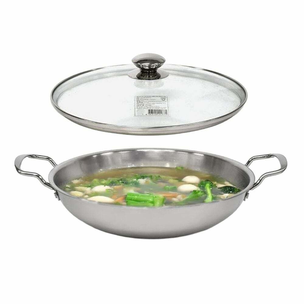 (현대Hmall) 다양한열원용 DL20NF22 스텐 낮은 전골냄비 유리뚜껑포함 32cm