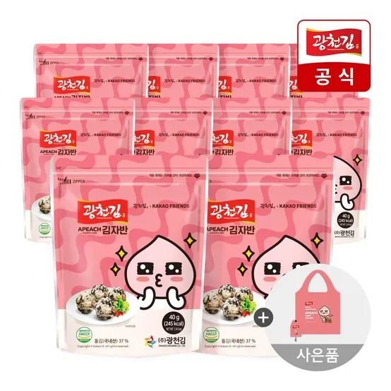 [광천김] 카카오프렌즈 어피치 김자반 40g 10봉 + 장바구니