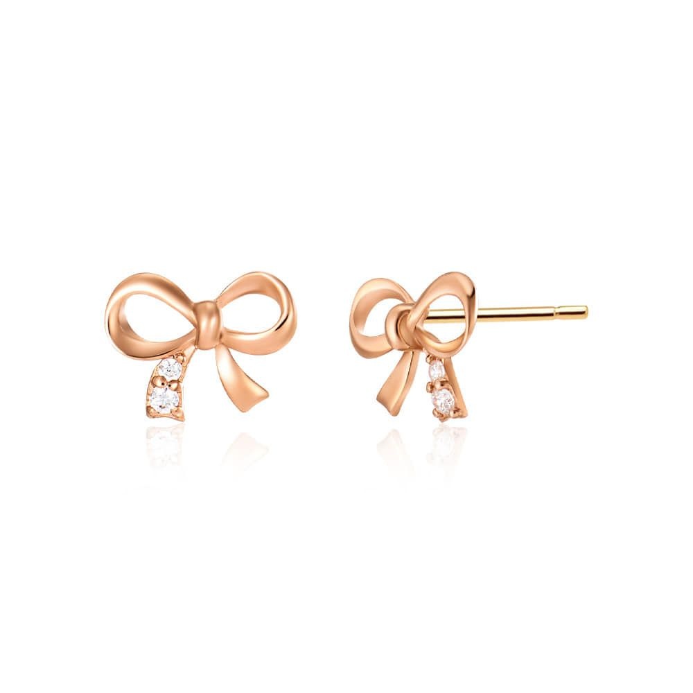 비앤비골드 (현대Hmall) [비앤비골드] 18K 큐빅 스윙 리본 매듭 침 귀걸이 한쌍 MNE40367