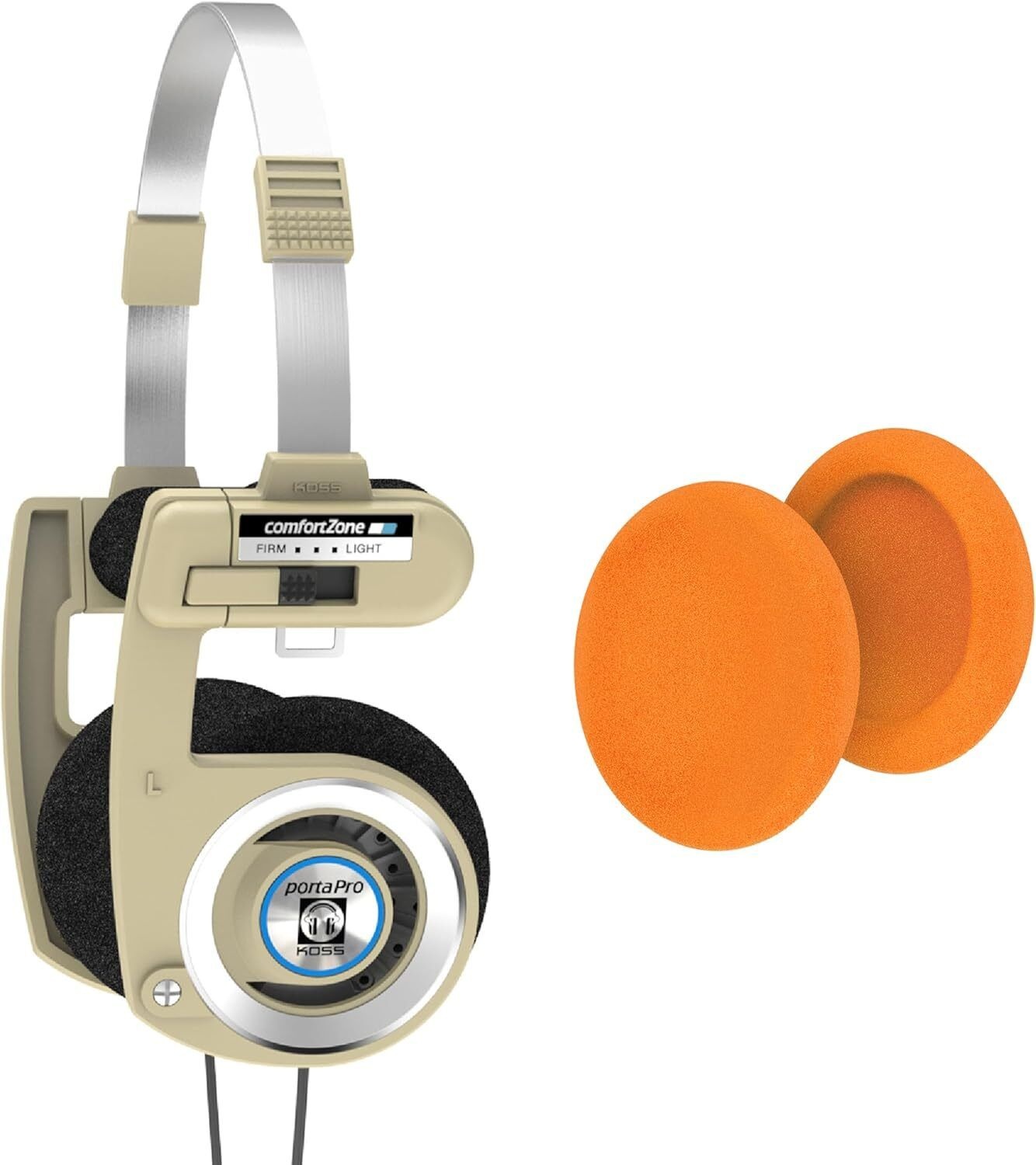 [해외] Koss Porta Pro Limited Edition 리듬 베이지 플러스 오렌지 Standard Size 쿠션 레트로 스타일 헤드폰 하