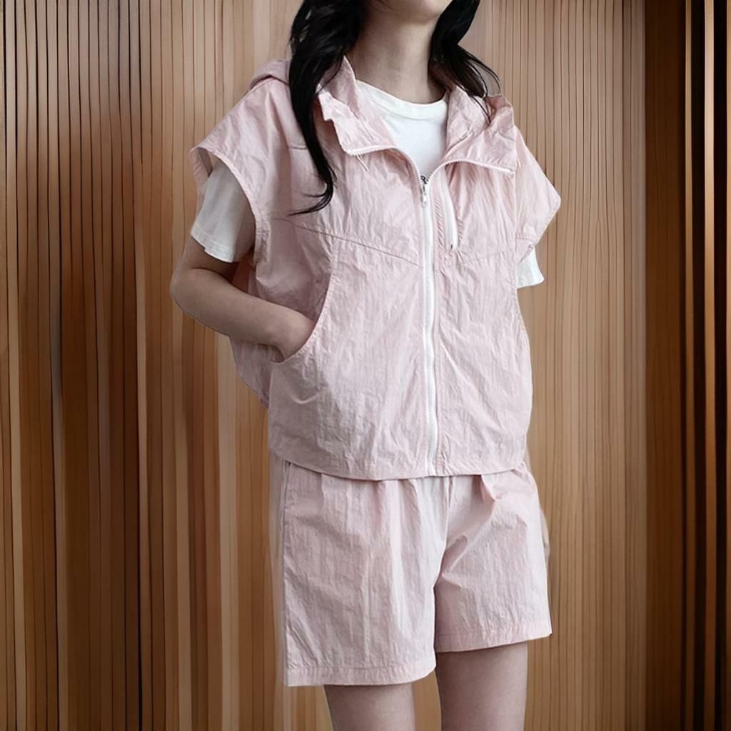 (현대Hmall) |KDD24F7|여성 캐주얼 후드 아노락 조끼와 반바지 세트