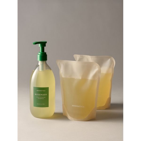AROMATICA 매장정품 AROMATICA (탈모 기능성) 대용량 로즈마리 스칼프 스케일링 샴푸 세트 (본품 750ML + 리필 500 2개)