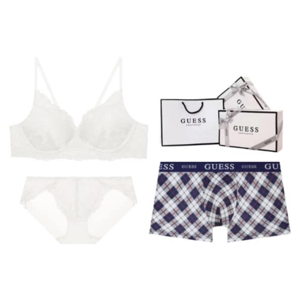 게스언더웨어 노와이어 레이스 브라 남여커플 속옷세트 