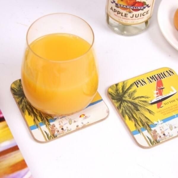 (현대Hmall) 아트박스/디자인에버 하우스케어 빈티지 라벨 코르크 컵받침 4P -Pan Aerican