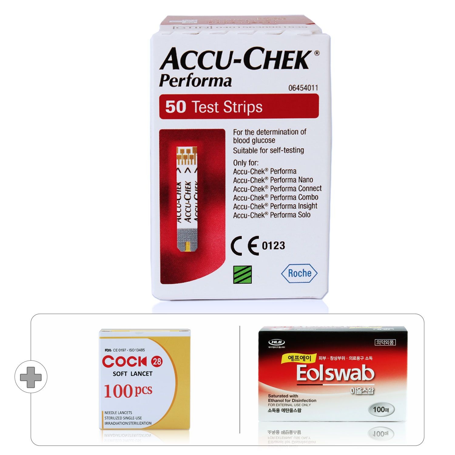 아큐첵 퍼포마 혈당측정지 50매+채혈침 100개+알콜솜 100매 Performa 시험지 검사지 스트립