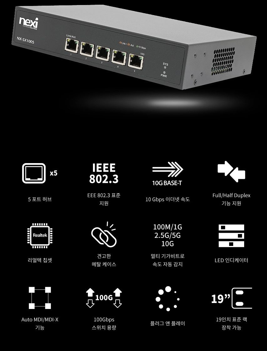 워크스테이션 기가비트 허브 NAS 5포트 회사 서버 100Gbps 스위칭 네트워크 8K 이더넷