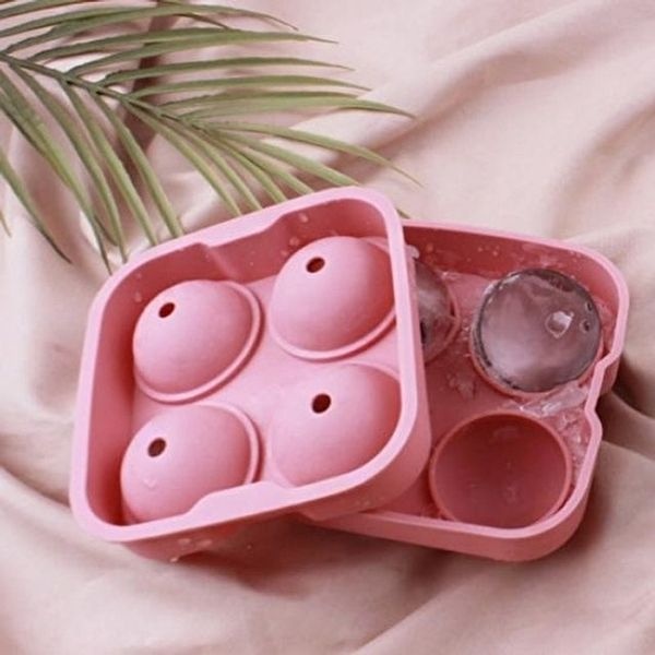 [와인앤쿡]고품질 칵테일 라운드4구 아이스큐브 1개(색상랜덤) 용기 얼음틀 WFHQCDC