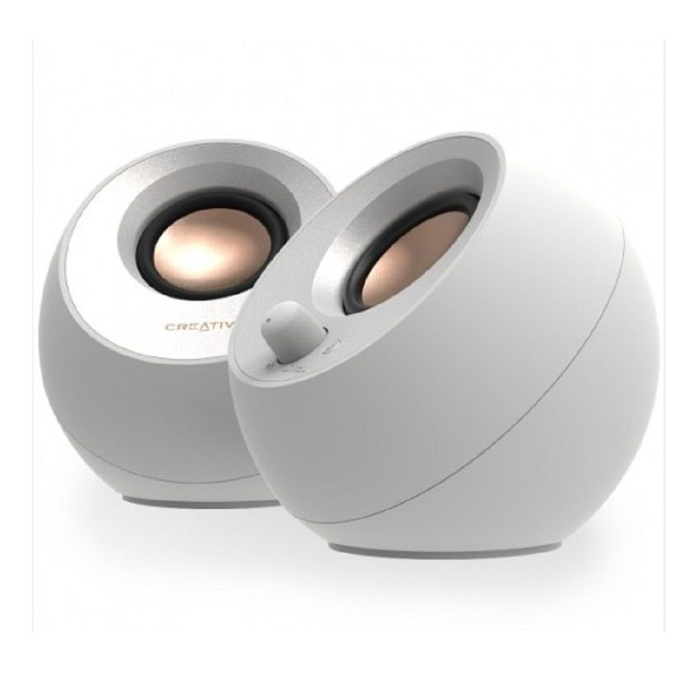 제닉스크리에이티브 블루투스 5.0 무선 PC 게이밍 데스크탑 2채널 미니 스피커-화이트-USB 오디오 포함/C타입 생일 선물