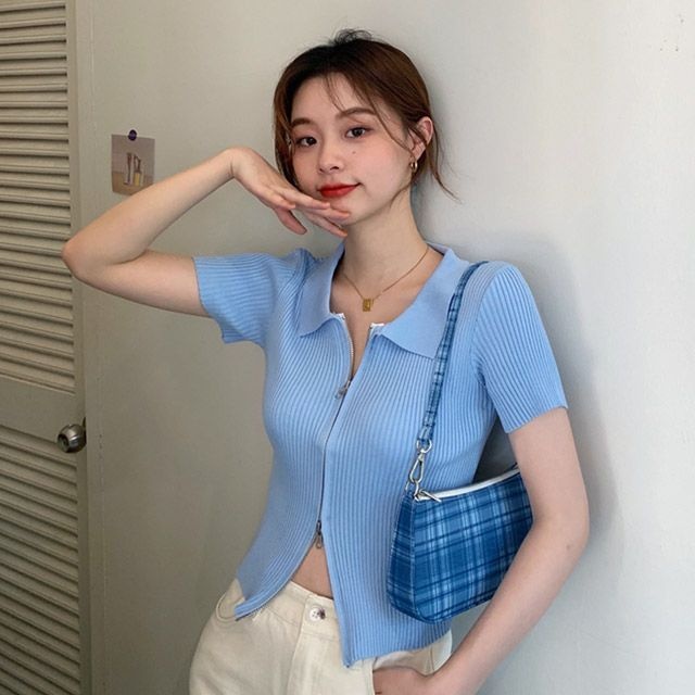 (현대Hmall) [무드무드] 믹센 투웨이 골지 반팔 니트 집업