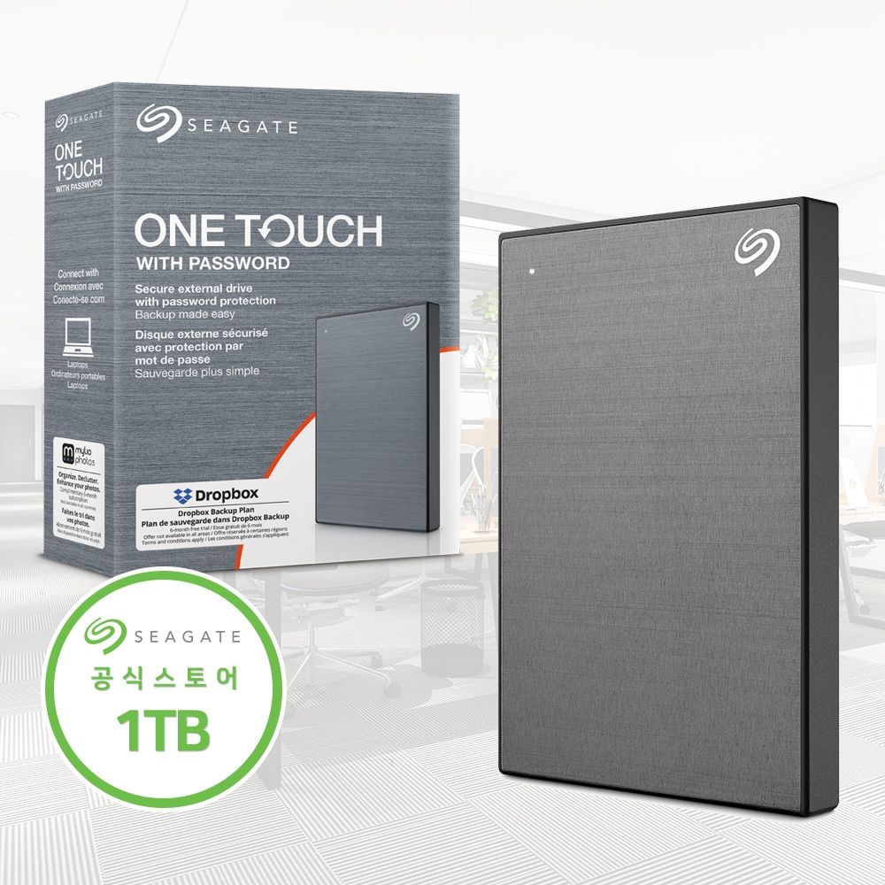 [오늘출발] 씨게이트 [정품파우치포함] 씨게이트 외장하드 1TB One Touch HDD 데이터복구 스페이스그레이