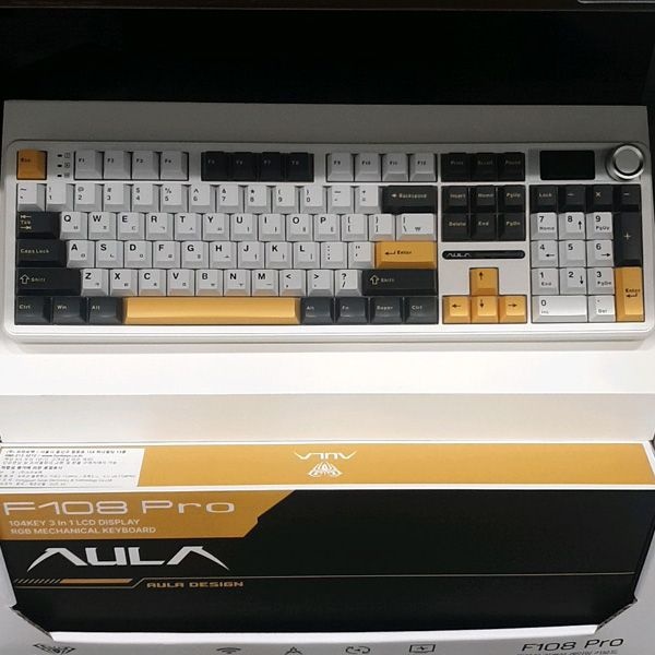 상세설명표기 AULA 독거미 F108 Pro B/T 저소음 로즈축 유무선 블루투스 키보드