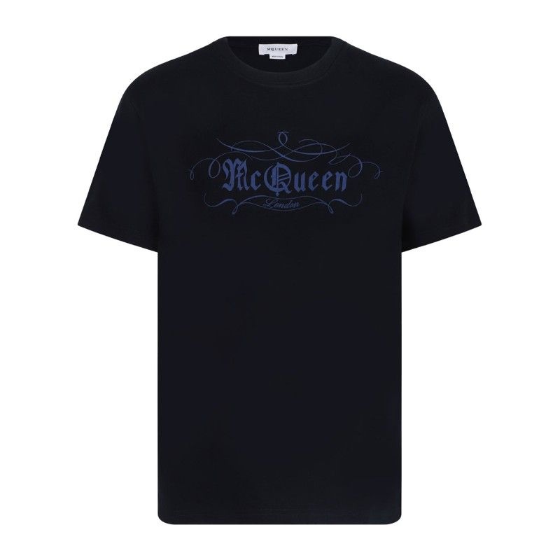 ALEXANDER MCQUEEN 알렉산더 맥퀸 알렉산더맥퀸 로고 프린트 크루넥 코튼 티셔츠 847748 QTAD40454
